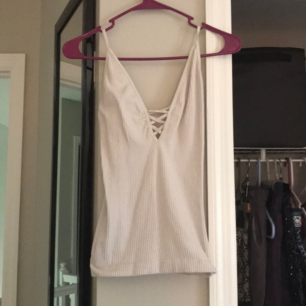 White ribbed free people tank